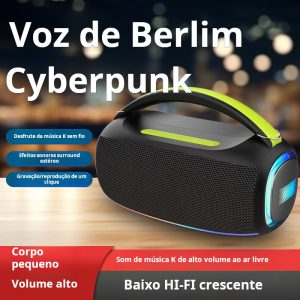 Novo altifalante Bluetooth de alta potência de 20 W com design personalizado, iluminação RGB portátil para utilização no exterior e subwoofer para ambientes exteriores.