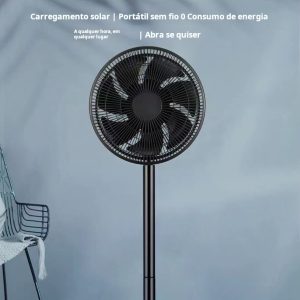 Ventilador de chão de 16 polegadas com energia solar para uso doméstico, DC8-12V, com visor LED de emergência para uso no exterior durante falhas de energia.