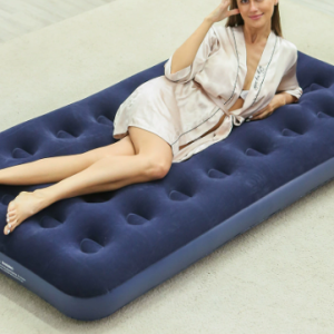 PVC inflatable bed, flocked inflatable mattress, double camping bed, foldable air mattress, portable inflatable bed, tent bed