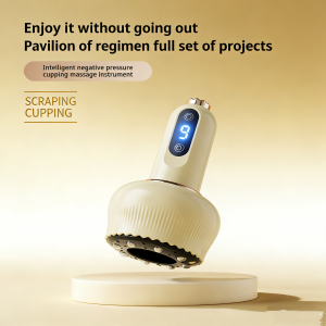 Electric rechargeable scraping device for home use, meridian unblocking brush, massage tool, cupping therapy, suction, electric heating.